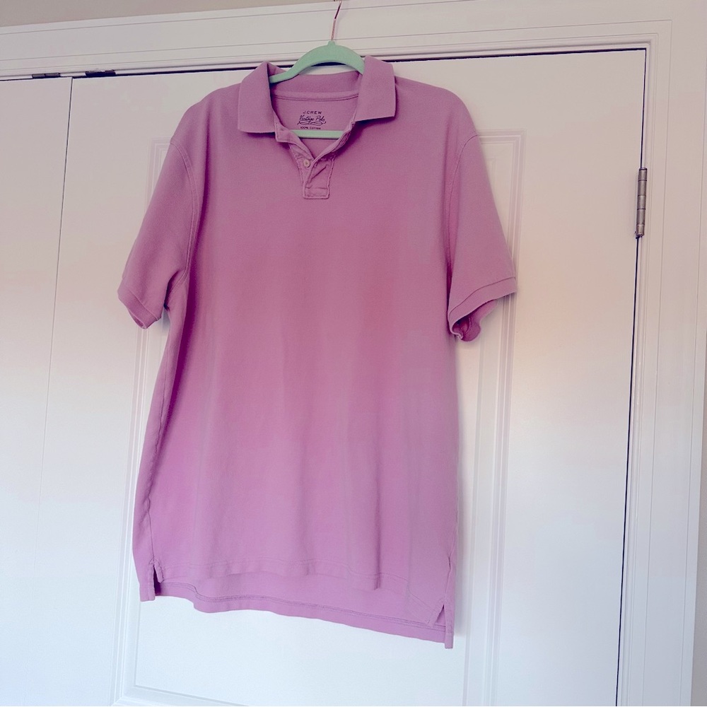 J.Crew Men's "Vintage Polo" Shirt XXL Pink Lilac Pique Short Sleeve